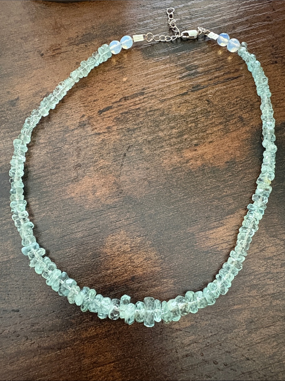 Aqua Marine raw edge Beaded Necklace - Women Jewelry